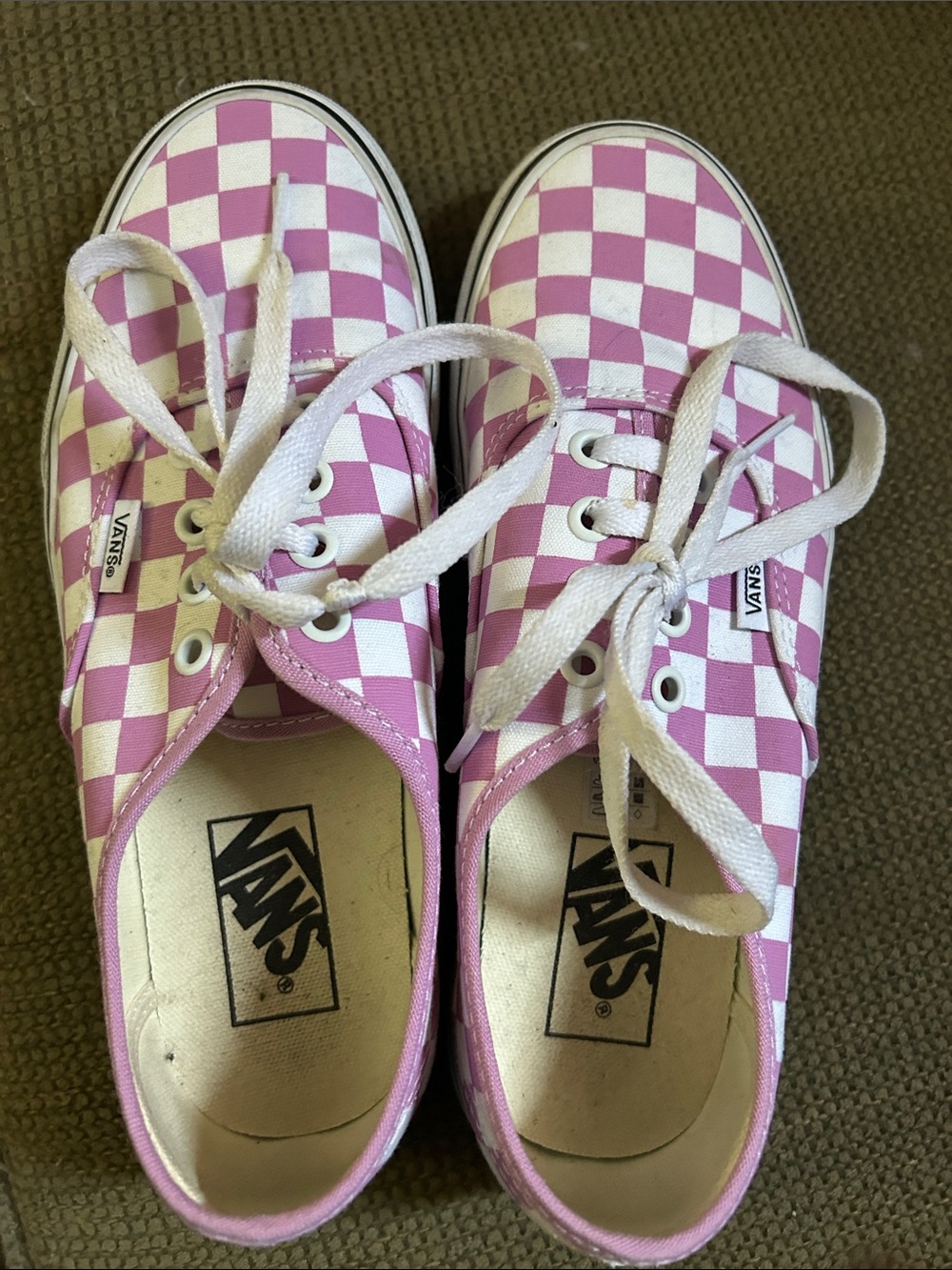 Vans Pink and White Checkerboard Lace-Up Sneakers - Picture 5 of 5